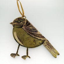 Load image into Gallery viewer, Bluetit bird decoration in brass handmade by Sharon McSwiney 
