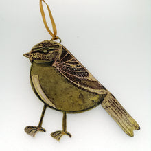 Load image into Gallery viewer, Bluetit bird decoration in brass handmade by Sharon McSwiney