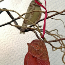 Load image into Gallery viewer, Bluetit bird decoration in copper handmade by Sharon McSwiney