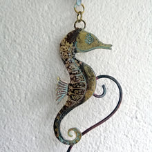 Load image into Gallery viewer, brass seahorse wall hanging handmade by Sharon McSwiney