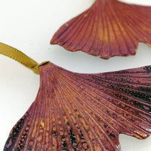 Load image into Gallery viewer, Small ginkgo biloba leaf decoration handmade by Sharon McSwiney