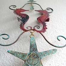 Load image into Gallery viewer, copper seahorse couple decoration hanging handmade by Sharon McSwiney