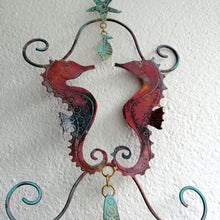 Load image into Gallery viewer, copper seahorse couple decoration hanging handmade by Sharon McSwiney
