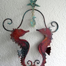 Load image into Gallery viewer, copper seahorse couple decoration hanging handmade by Sharon McSwiney