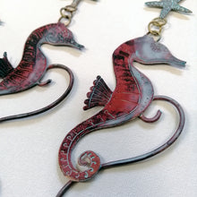 Load image into Gallery viewer, copper seahorse hanging decoration handmade by Sharon McSwiney