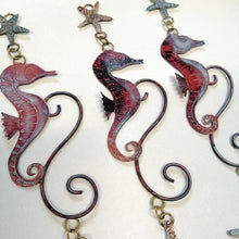 Load image into Gallery viewer, copper seahorse hanging decoration handmade by Sharon McSwiney