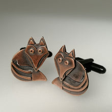 Load image into Gallery viewer, fox cuff links in a copper finish handmade by Sharon McSwiney