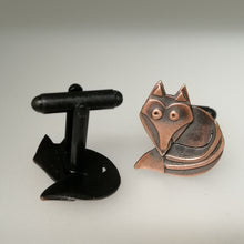 Load image into Gallery viewer, fox cuff links in a copper finish handmade by Sharon McSwiney
