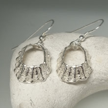 Load image into Gallery viewer, Godrevy limpet shell silver drop earrings handmade by Sharon McSwiney