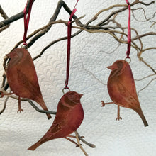 Load image into Gallery viewer, Goldfinch bird decoration in copper handmade by Sharon McSwiney