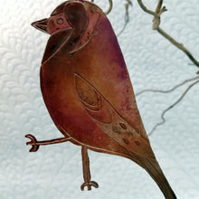Load image into Gallery viewer, Goldfinch bird decoration in copper handmade by Sharon McSwiney