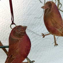 Load image into Gallery viewer, Goldfinch bird decoration in copper handmade by Sharon McSwiney