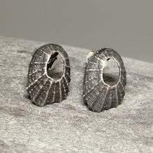 Load image into Gallery viewer, Oxidised silver tiny Marazion limpet shell studs handmade by Sharon McSwiney