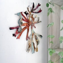 Load image into Gallery viewer, Seaweed & seahorse wall art in copper & brass handmade by Sharon McSwiney