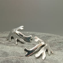 Load image into Gallery viewer, Seaweed frond stud earrings in sterling silver handmade by Sharon McSwiney