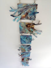 Load image into Gallery viewer, Metalwork long wall panel in copper & brass featuring seahorse with seaweed handmade by Sharon McSwiney