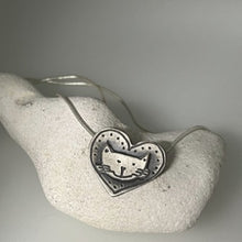 Load image into Gallery viewer, Large heart & cat necklace