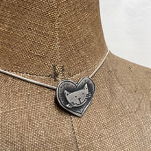 Load image into Gallery viewer, Large heart &amp; cat necklace
