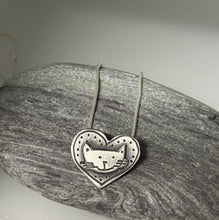 Load image into Gallery viewer, Large heart & cat necklace