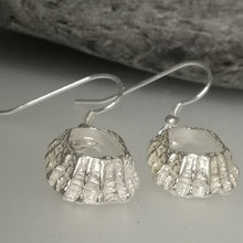 Load image into Gallery viewer, Godrevy limpet shell silver drop earrings handmade by Sharon McSwiney