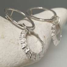Load image into Gallery viewer, Porthmeor limpet shell earrings with hammered silver loop handmade by Sharon McSwiney
