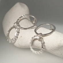 Load image into Gallery viewer, Porthmeor limpet shell earrings with hammered silver loop handmade by Sharon McSwiney