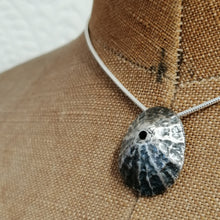 Load image into Gallery viewer, Oxidised silver Sennen Cove pendant necklace handmade by Sharon McSwiney, St Ives