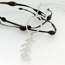 Load image into Gallery viewer, long seaweed frond silver necklace handmade by Sharon McSwiney
