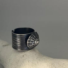 Load image into Gallery viewer, Oxidised Marazion adjustable full limpet shell ring
