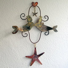 Load image into Gallery viewer, Handmade mermaid couple wall hanging in copper & brass by Sharon McSwiney