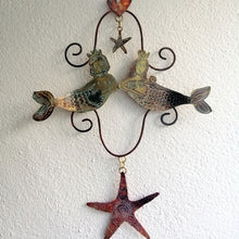 Load image into Gallery viewer, Handmade mermaid couple wall hanging in copper & brass by Sharon McSwiney