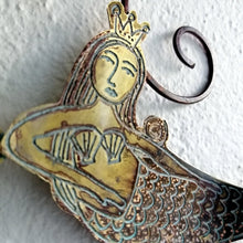 Load image into Gallery viewer, mermaid metalwork by Sharon McSwiney in etched brass
