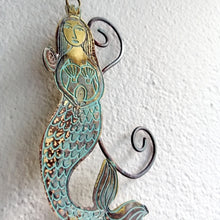 Load image into Gallery viewer, mermaid metalwork by Sharon McSwiney in etched brass