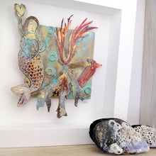 Load image into Gallery viewer, Framed mermaid with heart picture handmade in St Ives by Sharon McSwiney