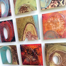 Load image into Gallery viewer, Textured metalwork squares individually handmade by Sharon McSwiney