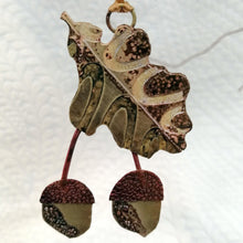 Load image into Gallery viewer, Oak leaf &amp; Acorns decoration in brass and copper handmade by Sharon McSwiney 
