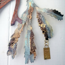 Load image into Gallery viewer, Seaweed & seahorse wall art in copper & brass handmade by Sharon McSwiney