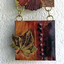 Load image into Gallery viewer, Mini panel with leaf decorations in copper & brass handmade by Sharon McSwiney