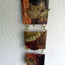 Load image into Gallery viewer, Mini panel with leaf decorations in copper & brass handmade by Sharon McSwiney
