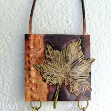 Load image into Gallery viewer, Mini panel with leaf decorations in copper & brass handmade by Sharon McSwiney
