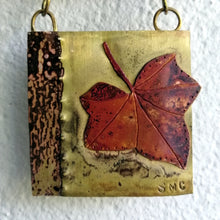 Load image into Gallery viewer, Mini panel with leaf decorations in copper & brass handmade by Sharon McSwiney