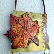 Load image into Gallery viewer, Mini panel with leaf decorations in copper & brass handmade by Sharon McSwiney