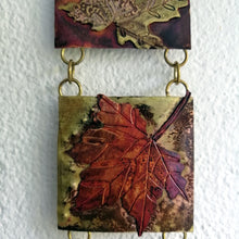 Load image into Gallery viewer, Mini metalwork panel with leaf decorations in copper & brass handmade by Sharon McSwiney