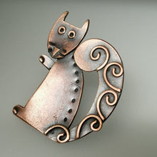 Load image into Gallery viewer, Squirrel brooch in a copper finish handmade by Sharon McSwiney