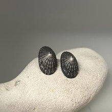 Load image into Gallery viewer, Porthmeor beach St Ives oxidised limpet earrings
