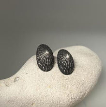 Load image into Gallery viewer, Porthmeor beach St Ives oxidised limpet earrings