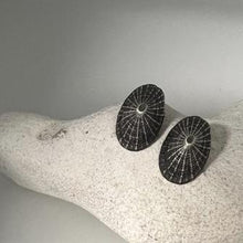Load image into Gallery viewer, Porthmeor beach St Ives oxidised limpet earrings