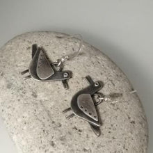 Load image into Gallery viewer, Oxidised silver gull earrings