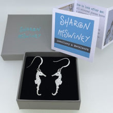 Load image into Gallery viewer, Silver seahorse earrings