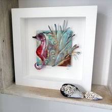 Load image into Gallery viewer, copper seahorse with seaweed metalwork picture handmade by Sharon McSwiney